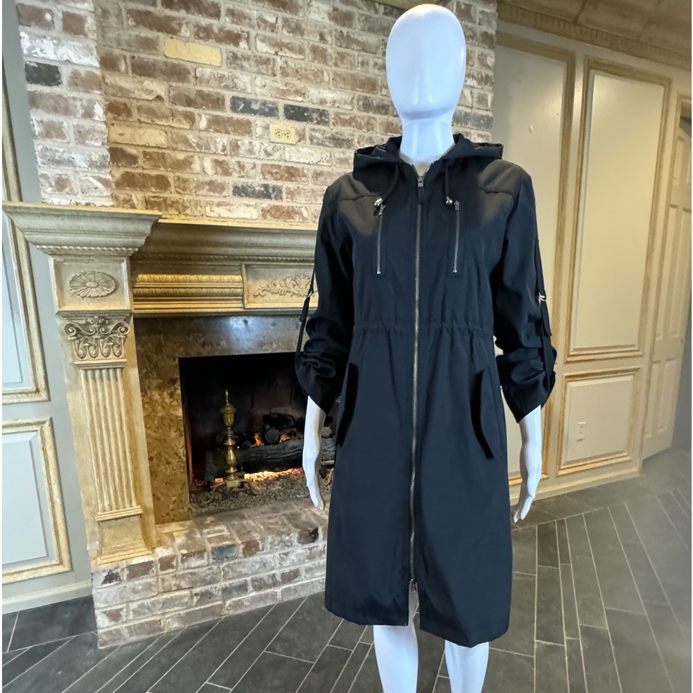Kenneth Cole Water-Resistant Black Hooded Coat